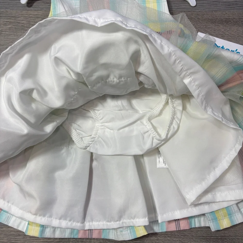 Carter's Easter Pastel Plaid Dress with‎ Bloomers - size 3 Months NEW